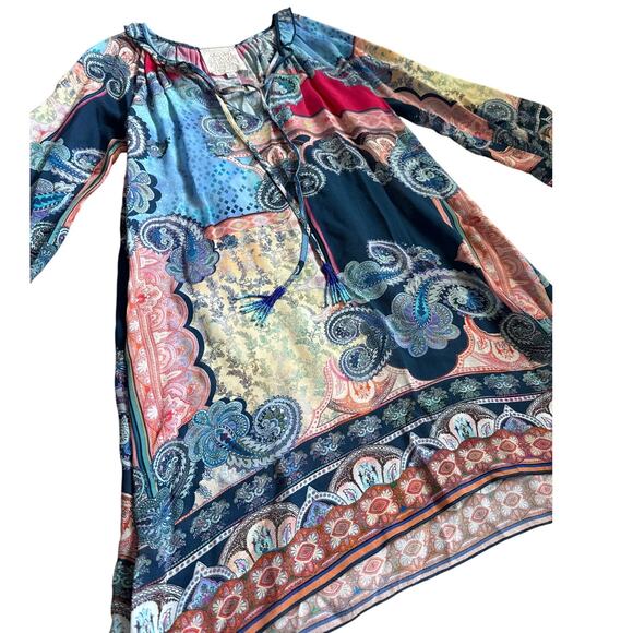 Johnny Was Jade Boho Oversized Daria Multicolored Mixed Print Blouse Size XS - Picture 7 of 11